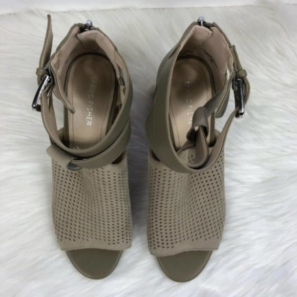 Marc Fisher Stacked Heel Open Toe Booties - Picture 4 of 7